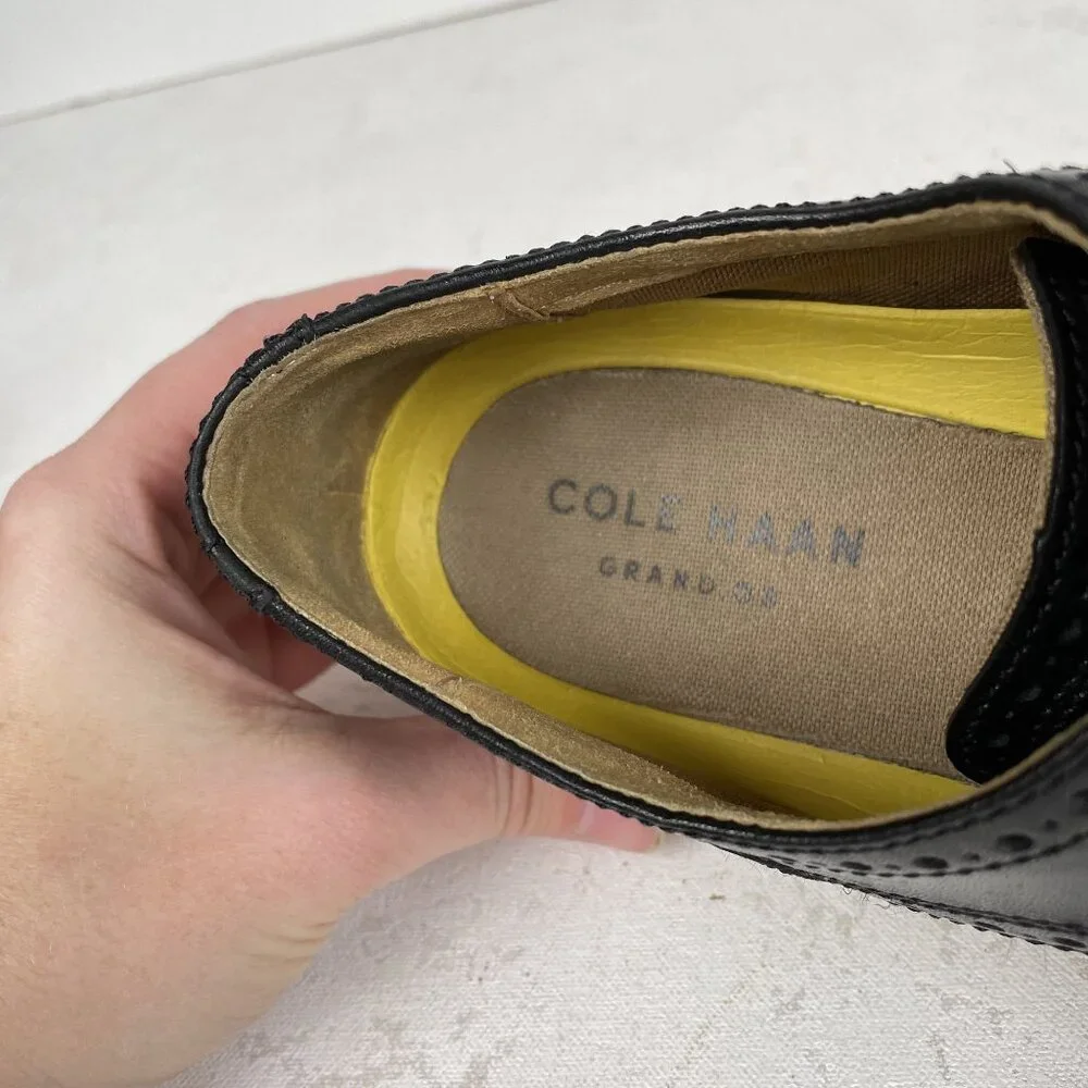 Cole Haan Grand OS Oxfords Mens‎ 8.5 Black Leather Wingtips Formal
